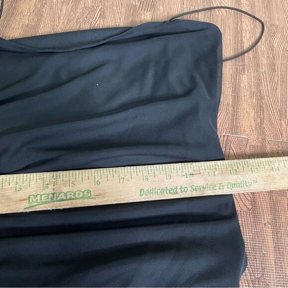 Vintage Y2K Dark Fairy Goth Slinky Black Spaghetti Strap Back Maxi Dress Sz M - Picture 9 of 9